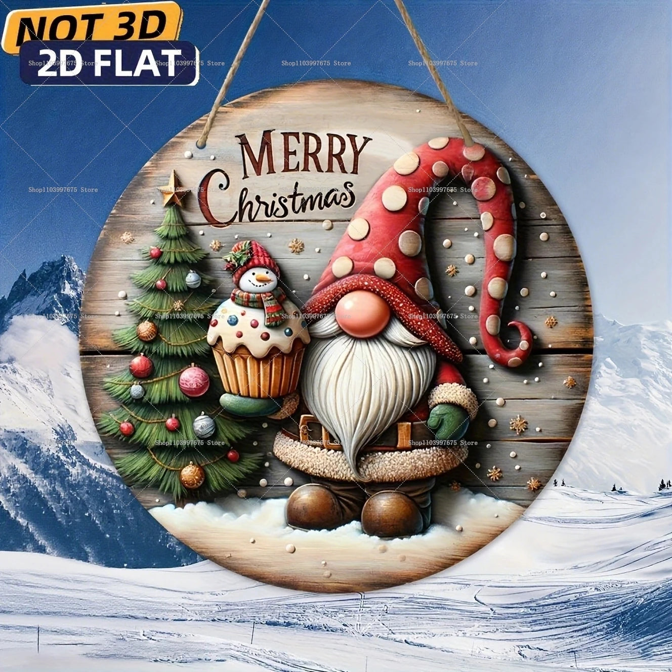 Dekorativer Holz Wandbehang mit festlichem Weihnachtsmotiv zur Gestaltung