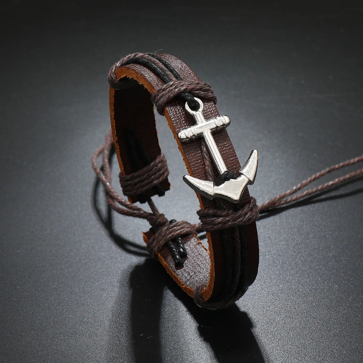 Verstellbares Anker Armband Leder Unisex Marine Schmuck Geschenk