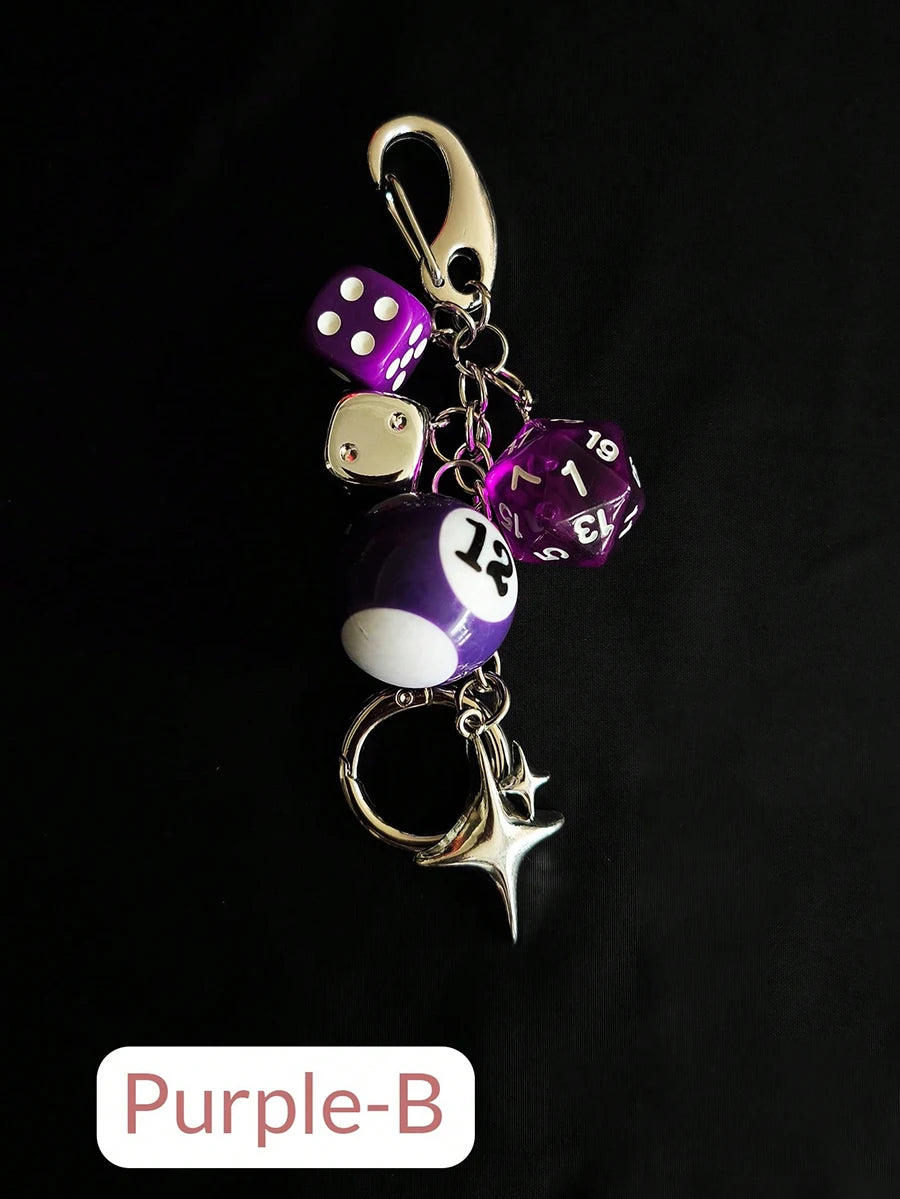 Auffälliger schwarzer Sternwürfel Anhänger für Schlüssel und Taschen