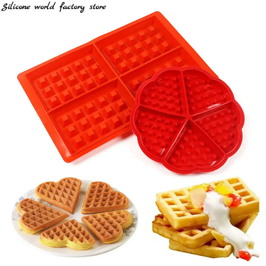 Runde Waffelform aus Silikon umweltfreundlich Backform für Küche Rot