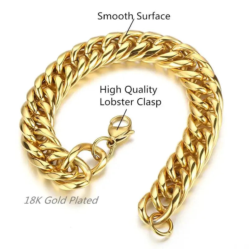 Stilvolle Herren Edelstahl Kette Gold 16/20mm | Kubanisch | Größenwahl