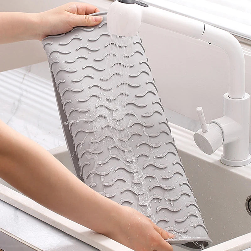 Silikon Geschirr-Trocknungsmatte, faltbar und rutschfest