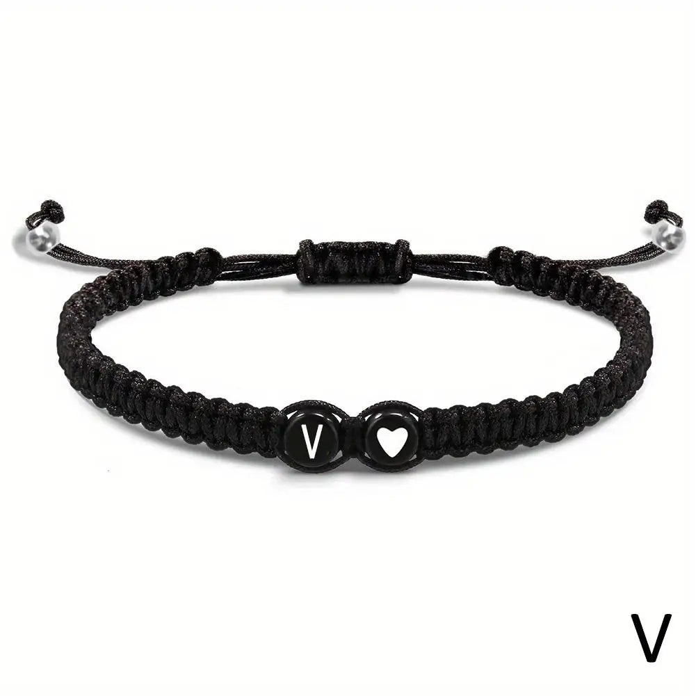 Verstellbares Unisex Anfangsherz Armband mit Buchstaben Geflochten Freundschaft