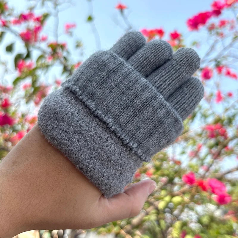 Warme Damen Alpaka Strickhandschuhe mit Fleecefutter und Touchscreen