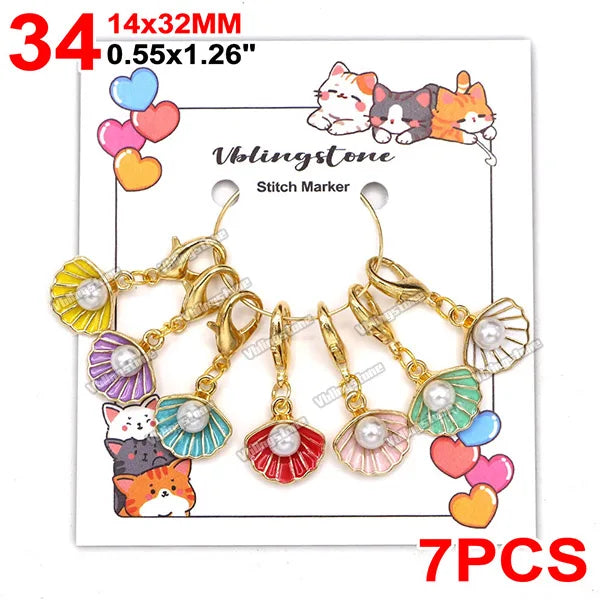 Mix Metall Katze Anhänger Häkeln und Stricken Stich Marker Kits Nadel Clip