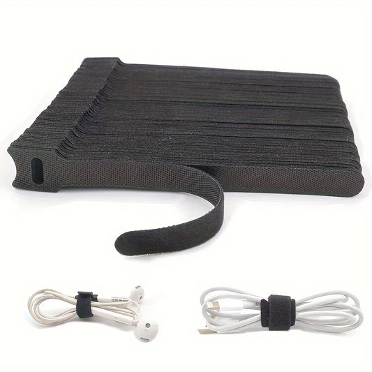 100x Schwarze Klett Kabelbinder Wiederverwendbar – Organizer Büro Haus IT