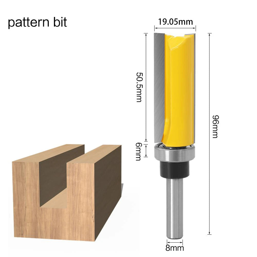 8mm Bündig Trim Muster Router Bit mit Top & Bottom Lager für Holz