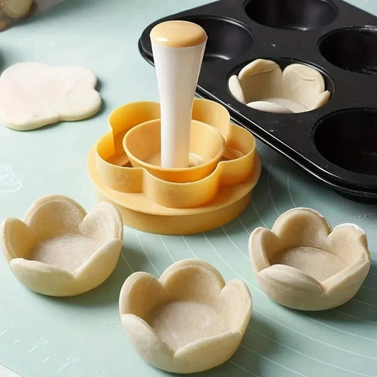 Blumenförmiges Teig-Tamper Set aus Kunststoff für Kuchen - Gebäck