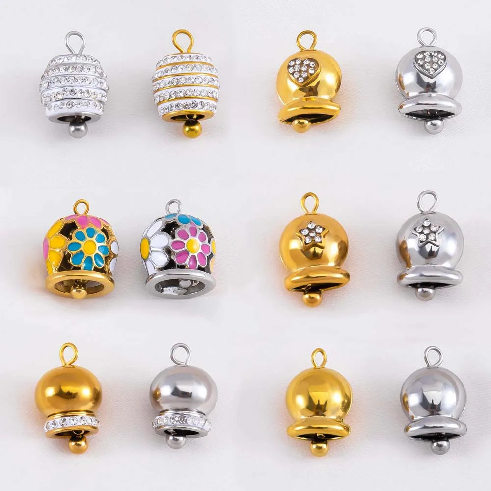 5 Stück Edelstahl Anhänger Gänseblümchen Herz Stern Glocke für Schmuck DIY-Yabubest - Home & More