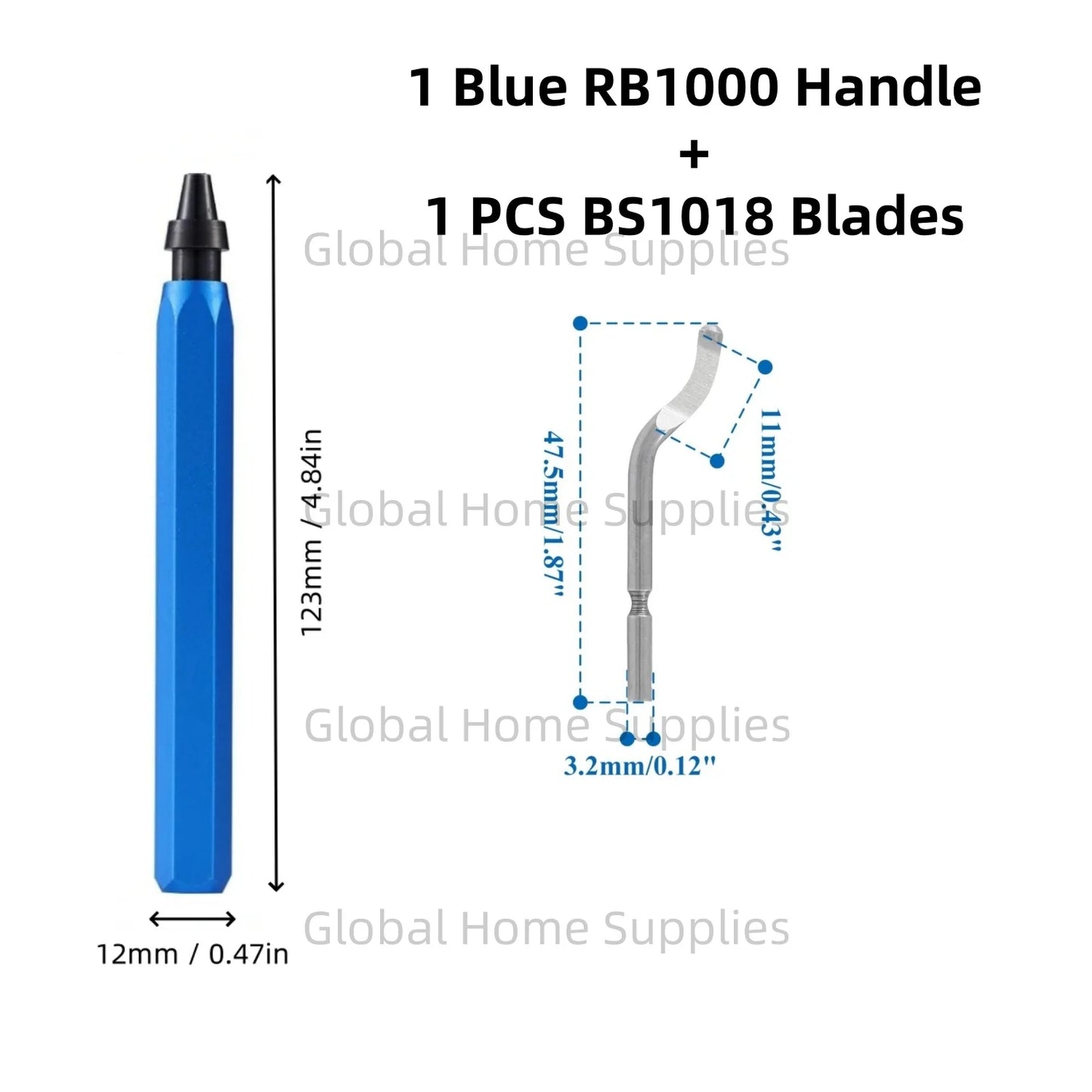 Entgratungswerkzeug Set RB1000 mit 1 oder 11 Schnellarbeitsstahl-Schwenkklingen