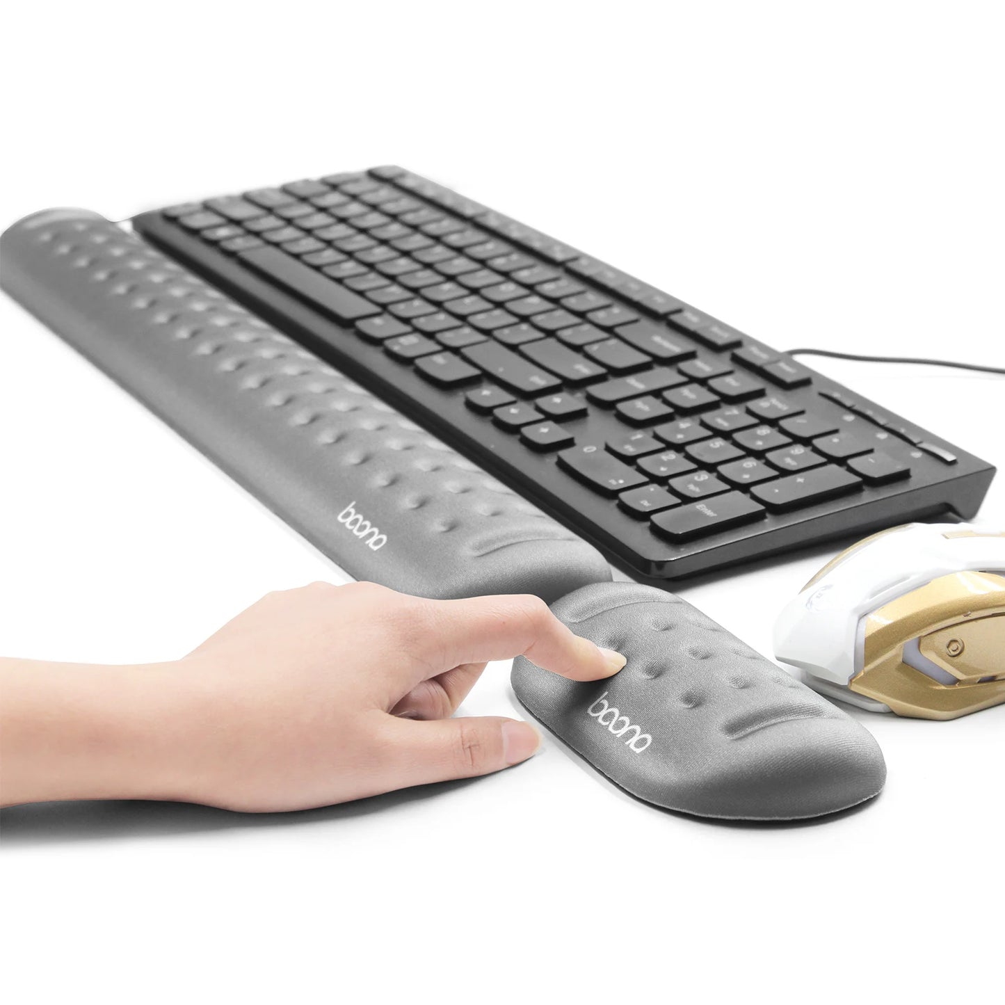 Handgelenkstütze aus Memory-Schaum mit Massagelöchern für Tastatur und Maus