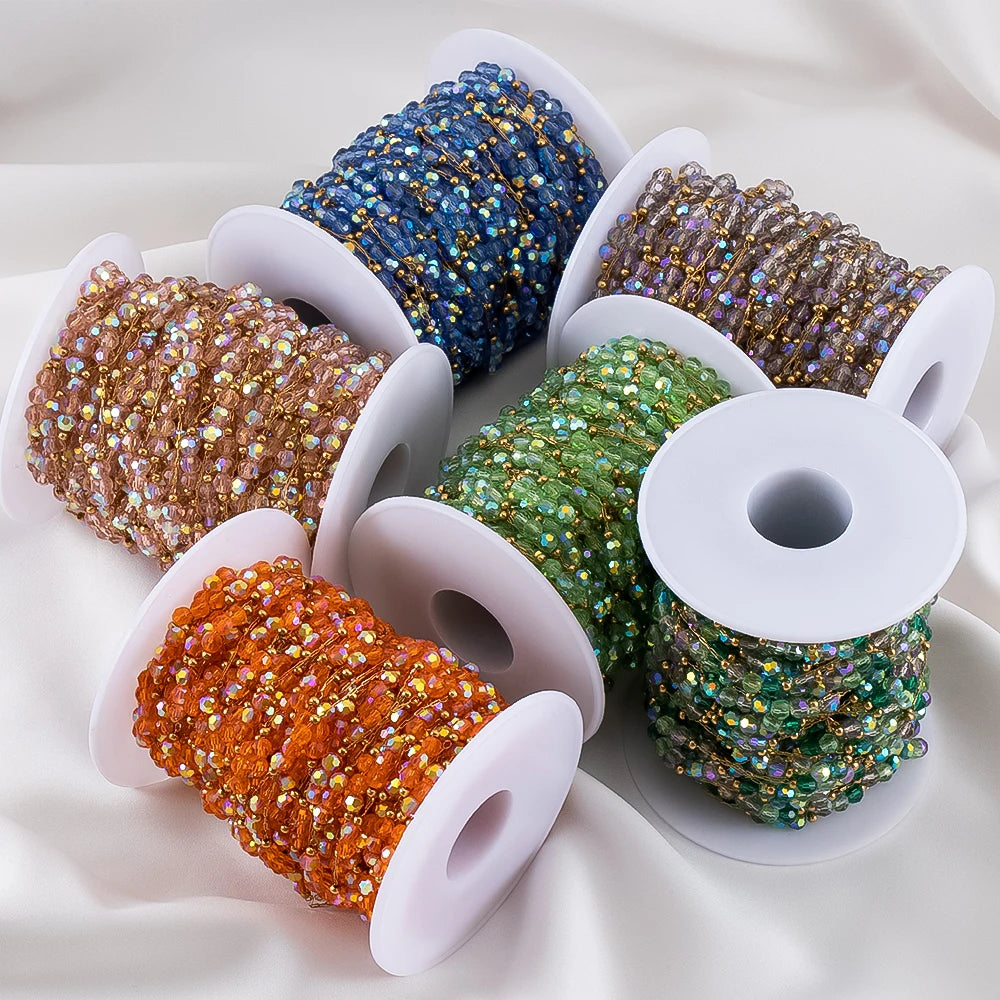 Edelstahl Perlenkette 1 Meter mit Farbverlauf für DIY Schmuck