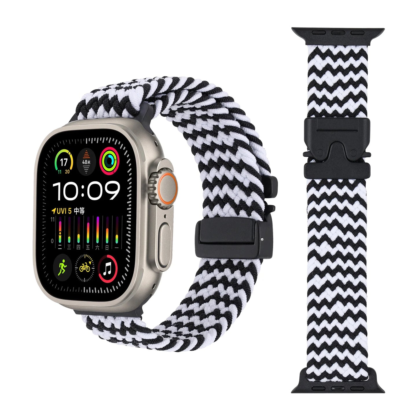 Geflochtenes Fallschirm-Nylonarmband mit Metallverschluss für Smartwatches