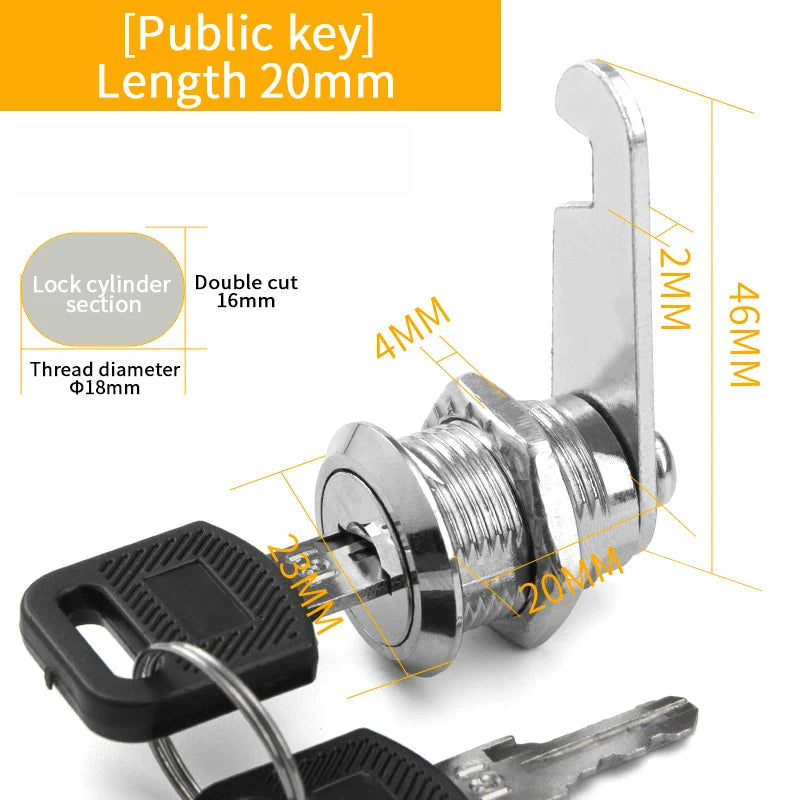 5er Set Metall Sicherheitsschloss mit Schlüssel für Schrank Schublade