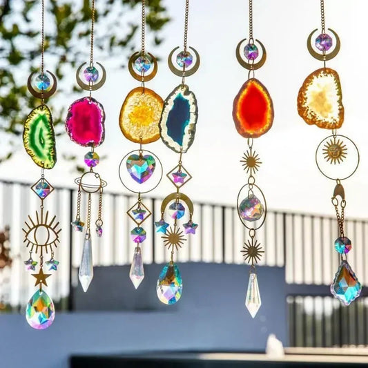 Kristall Sonnenfänger Sonne - Mond – Farbintensives Regenbogen-Prisma Dekor