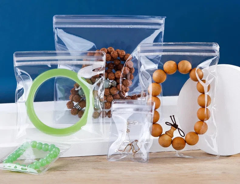 10/50/100x PVC Druckverschlussbeutel transparent Schmuck Geschenk