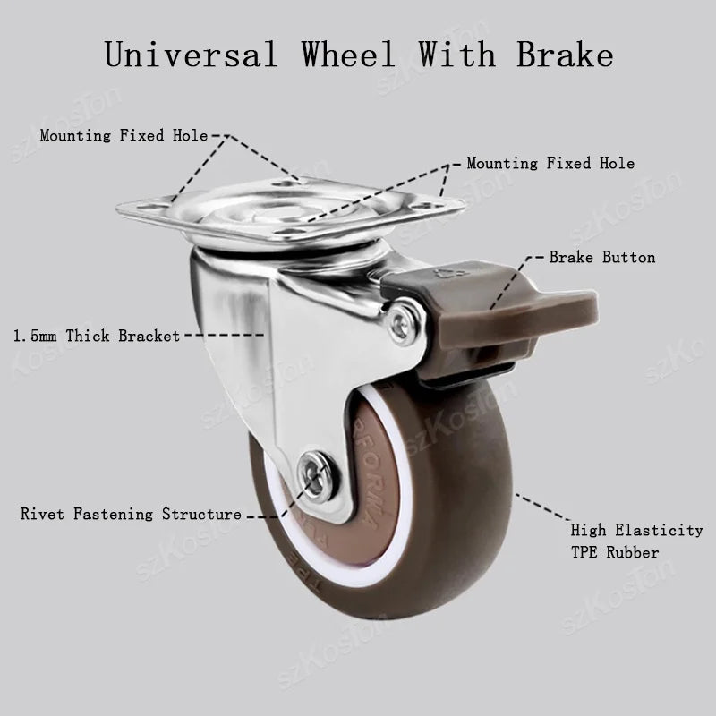 4x Universal Lenkrollen für Möbel, Stühle, Tische – Geräuschlos, Bremse