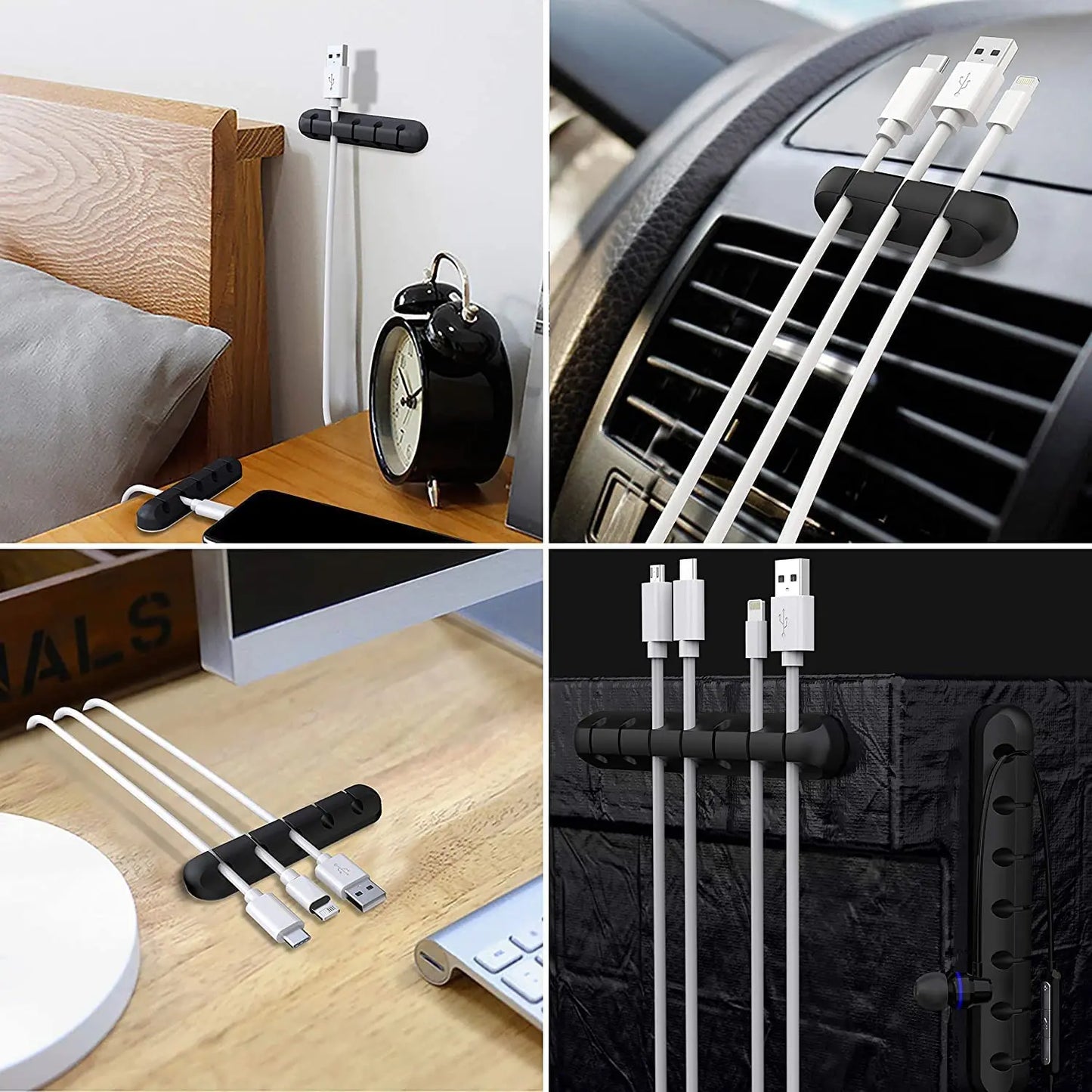 3er-Pack selbstklebende Silikon Kabelclips für USB und Desktop Kabel