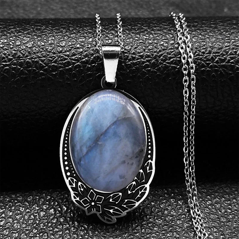 Boho Naturstein Labradorit Halskette für spirituelle Meditation