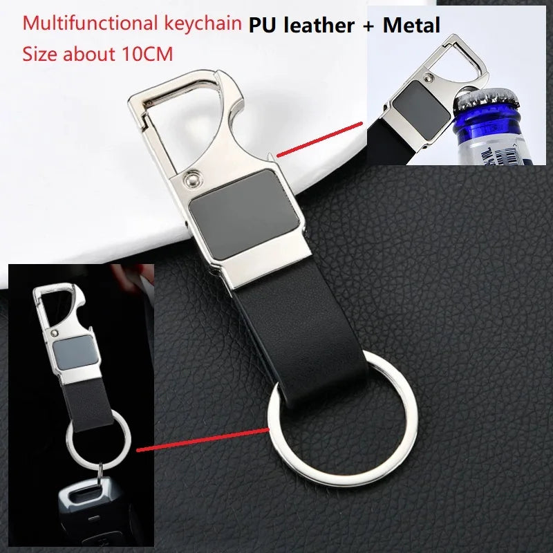 Luxuriöser Leder Schlüsselanhänger mit O-förmiger Schnalle Schwarz Braun