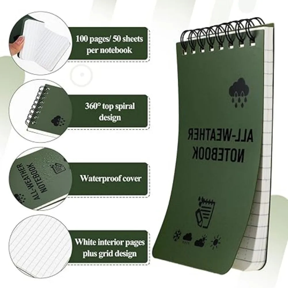 Wasserdichter Mini Notizblock mit linierten Seiten für Outdoor Notizen