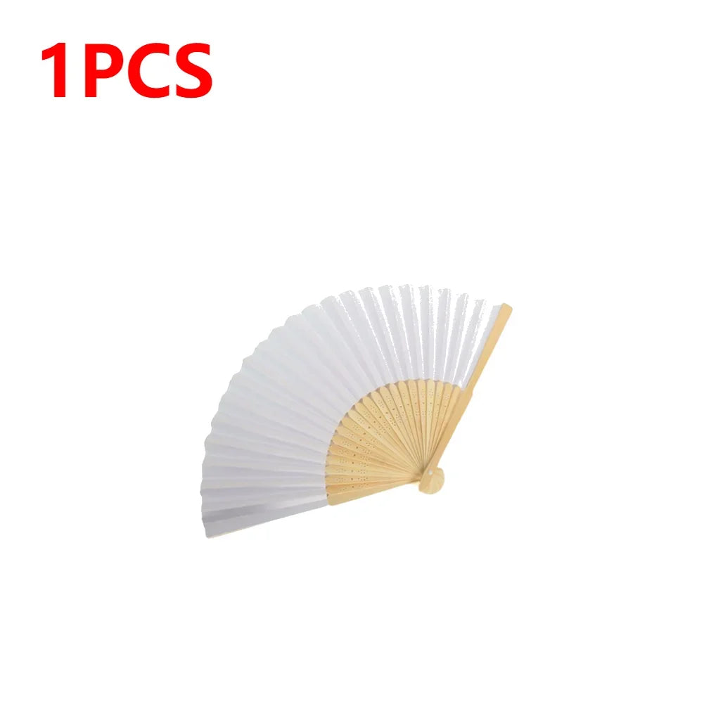 Kreativer weißer Bambus-Papier-Faltfächer – DIY, Hochzeit - Geschenkideen, 1-50 Stück