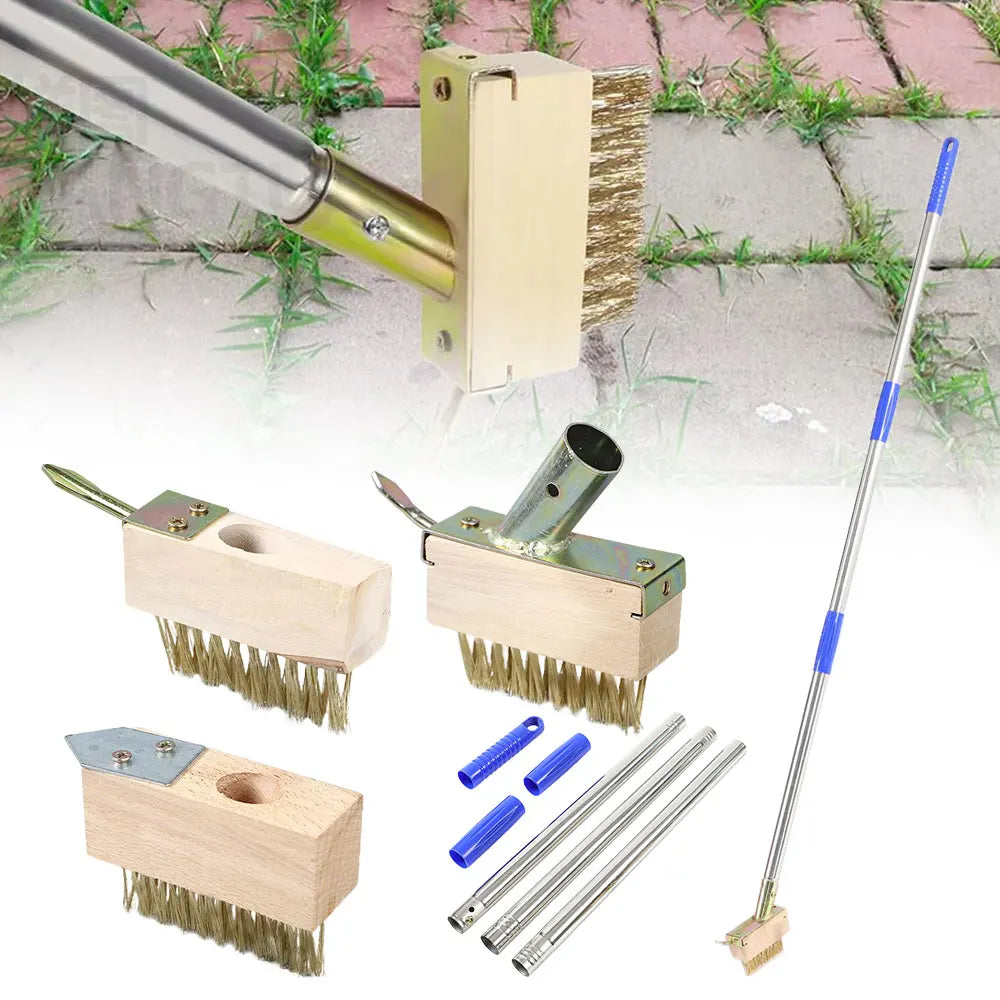 Manuelle Gartenreinigungsbürste mit Stahlborsten für Unkraut und Moos