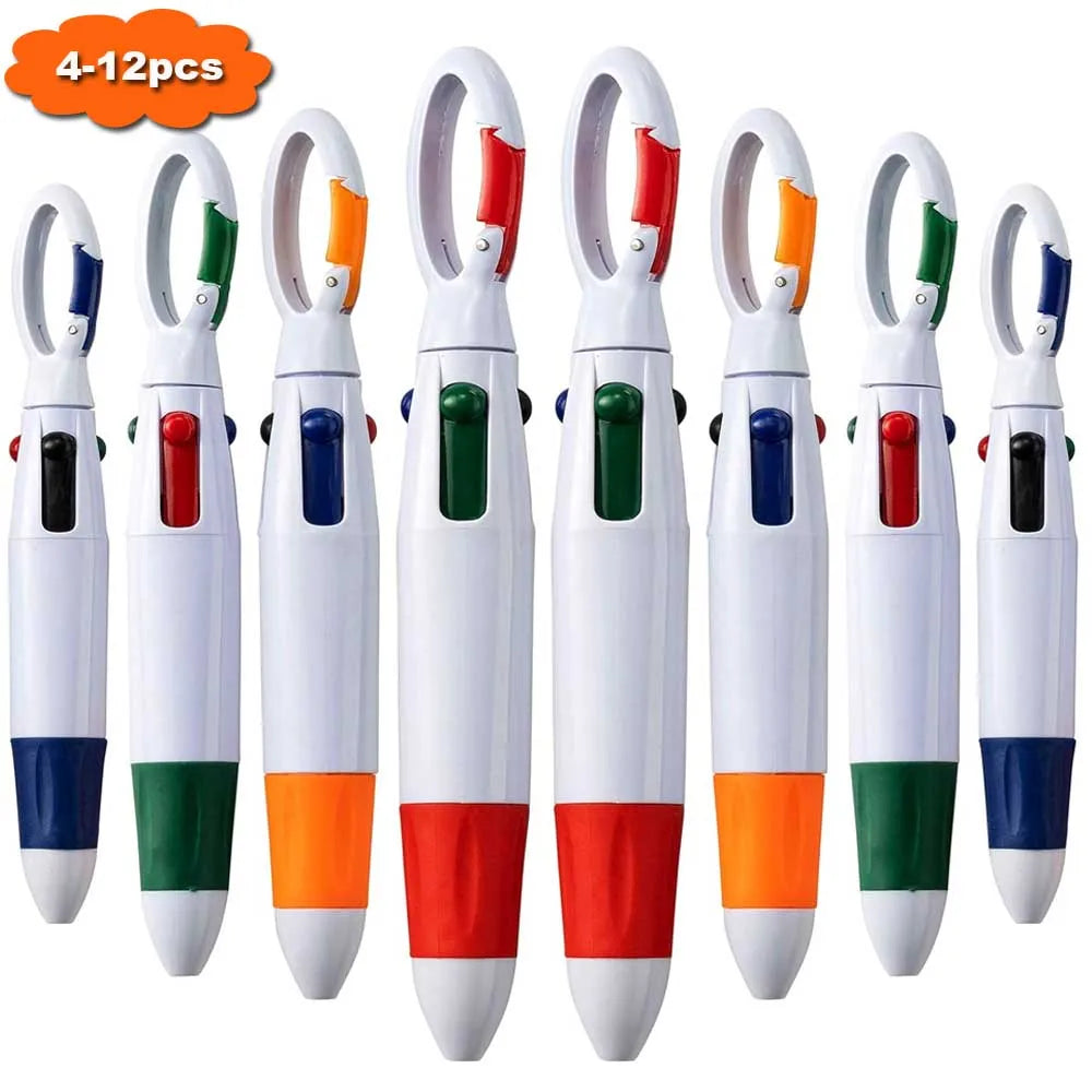 Einziehbare 4-in-1 Kugelschreiber mit Karabiner Clip Packung 4-12 Stück