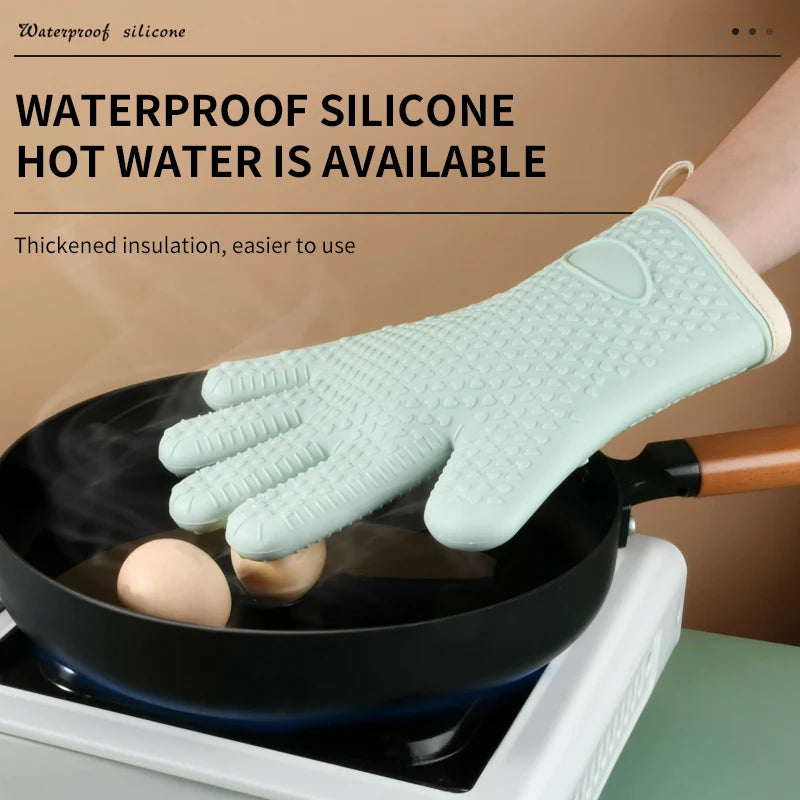Hitzebeständige Silikonhandschuhe Mikrowellen Backhandschuhe rutschfest