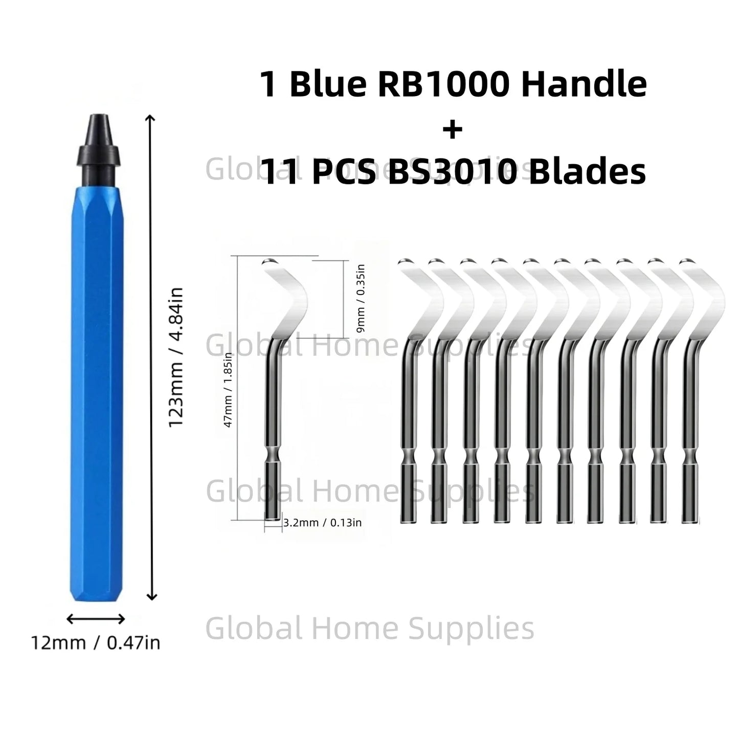 Entgratungswerkzeug Set RB1000 mit 1 oder 11 Schnellarbeitsstahl-Schwenkklingen