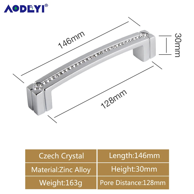 Eleganter Kristall Möbelknopf Diamant Optik für Schrank Schublade Gold/Chrom