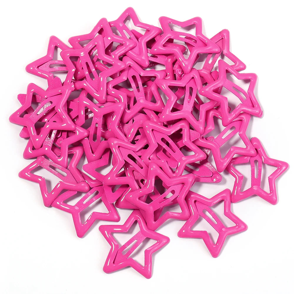 50er Set Bunte Stern Haarspangen Metall Snap Clips für Mädchen Frauen
