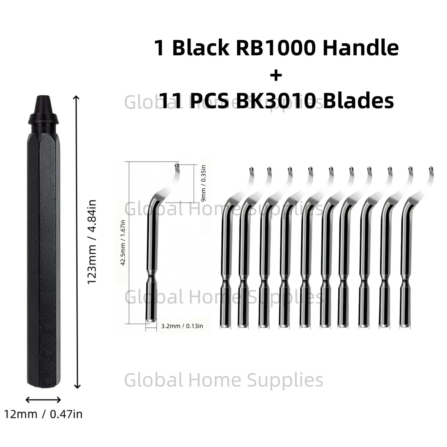 Entgratungswerkzeug Set RB1000 mit 1 oder 11 Schnellarbeitsstahl-Schwenkklingen