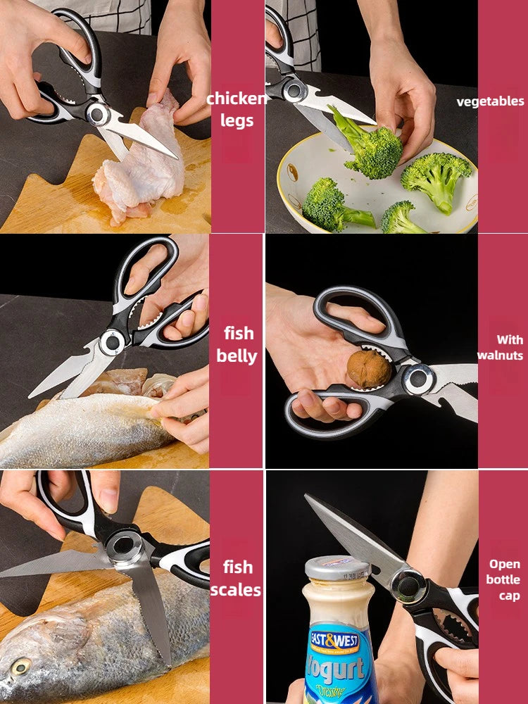 Extra Große Küchenschere Edelstahl für Fleisch, Fisch, Knochen Zubereitung