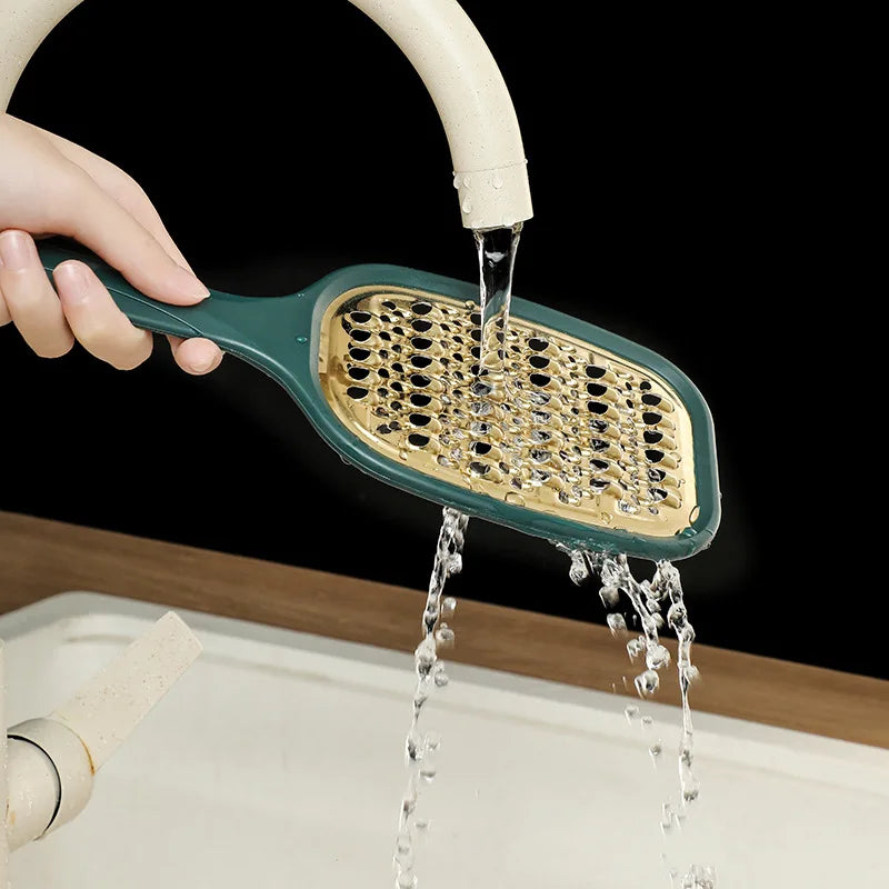 Handgehaltene Edelstahl Käsereibe für Gemüse Obst mit manuellem Schneidepad