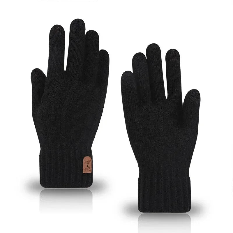 Warme Herren Touchscreen Handschuhe Strick mit Fleece für den Winter