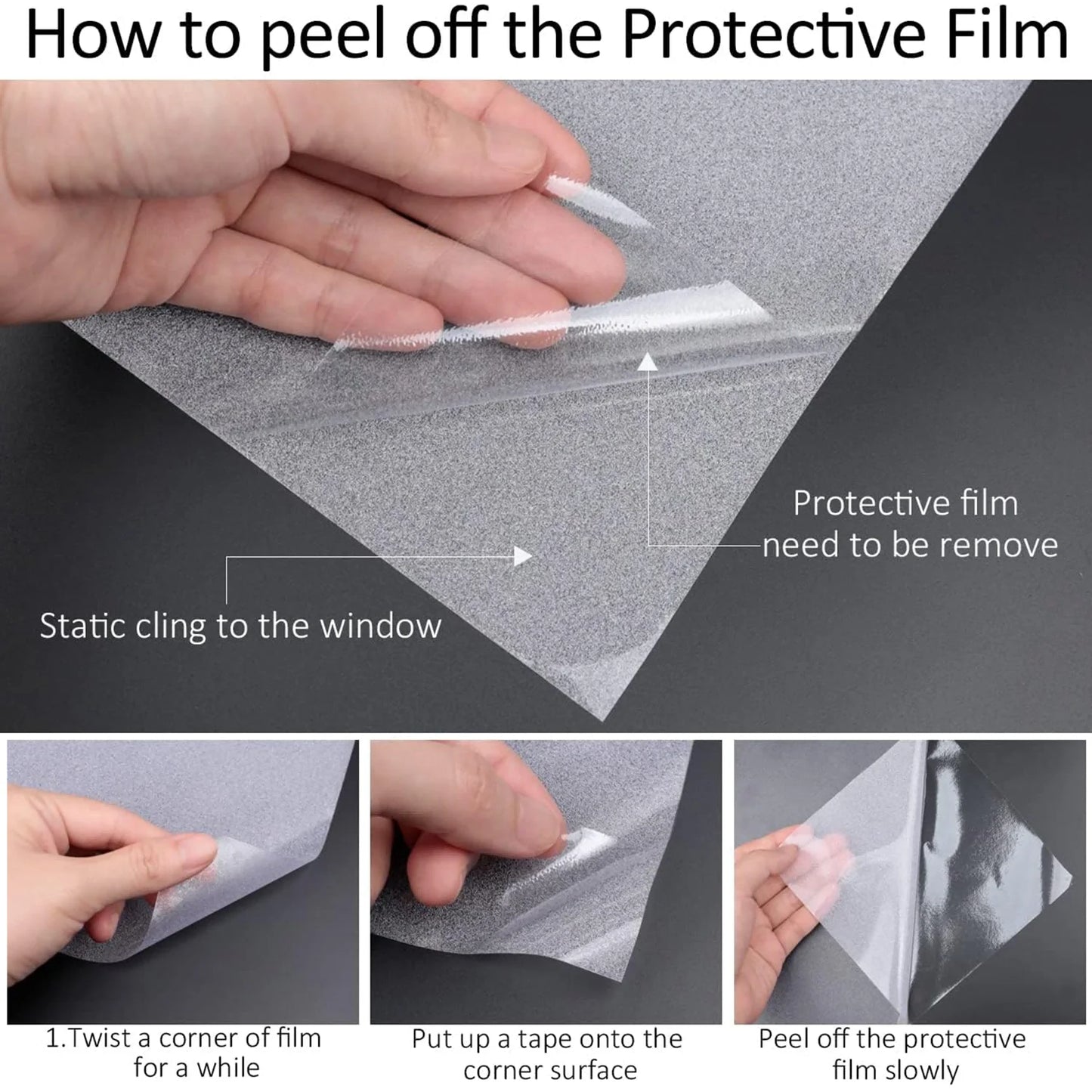 Wiederverwendbare statisch haftende Sichtschutzfolie mit UV Schutz