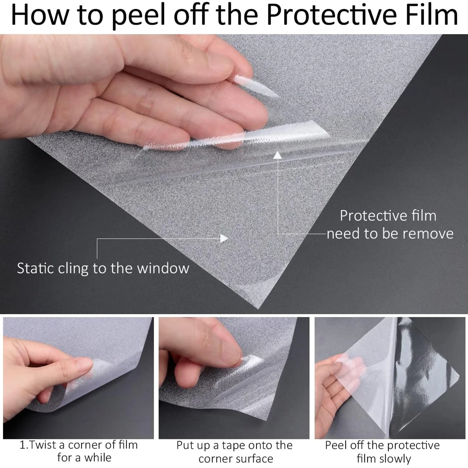 Wiederverwendbare statisch haftende Sichtschutzfolie mit UV Schutz