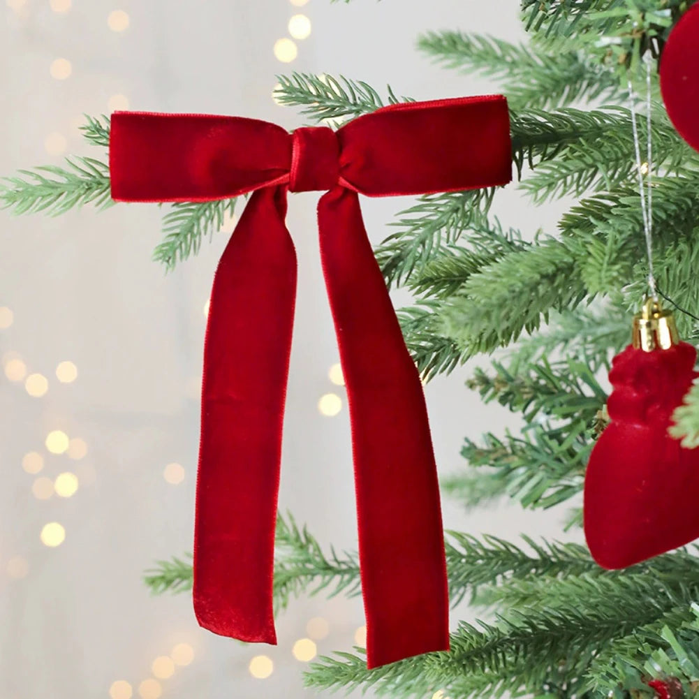 12 Samt Weinrote Schleifen für Weihnachtsbaum & Party Deko