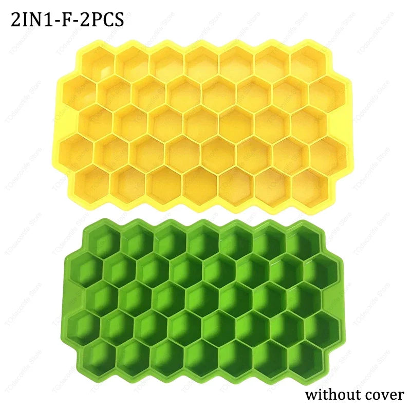 Premium Silikon Eiswürfelformen mit Deckel – Sechseckig, Wiederverwendbar