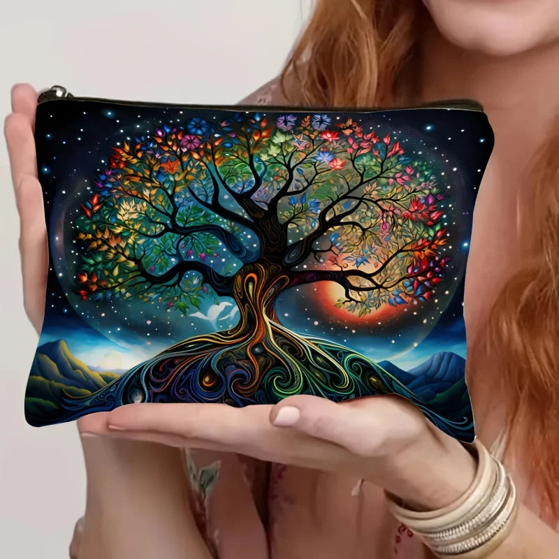 Stilvolle Leinen Make up Tasche mit Reißverschluss für Damen