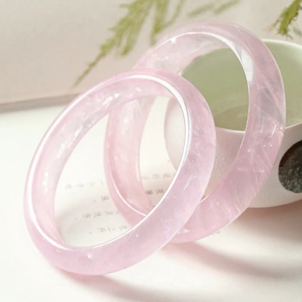 Rosa Kristall Armreif Damen – Feng Shui Schmuck Accessoire, Handgeschnitzt