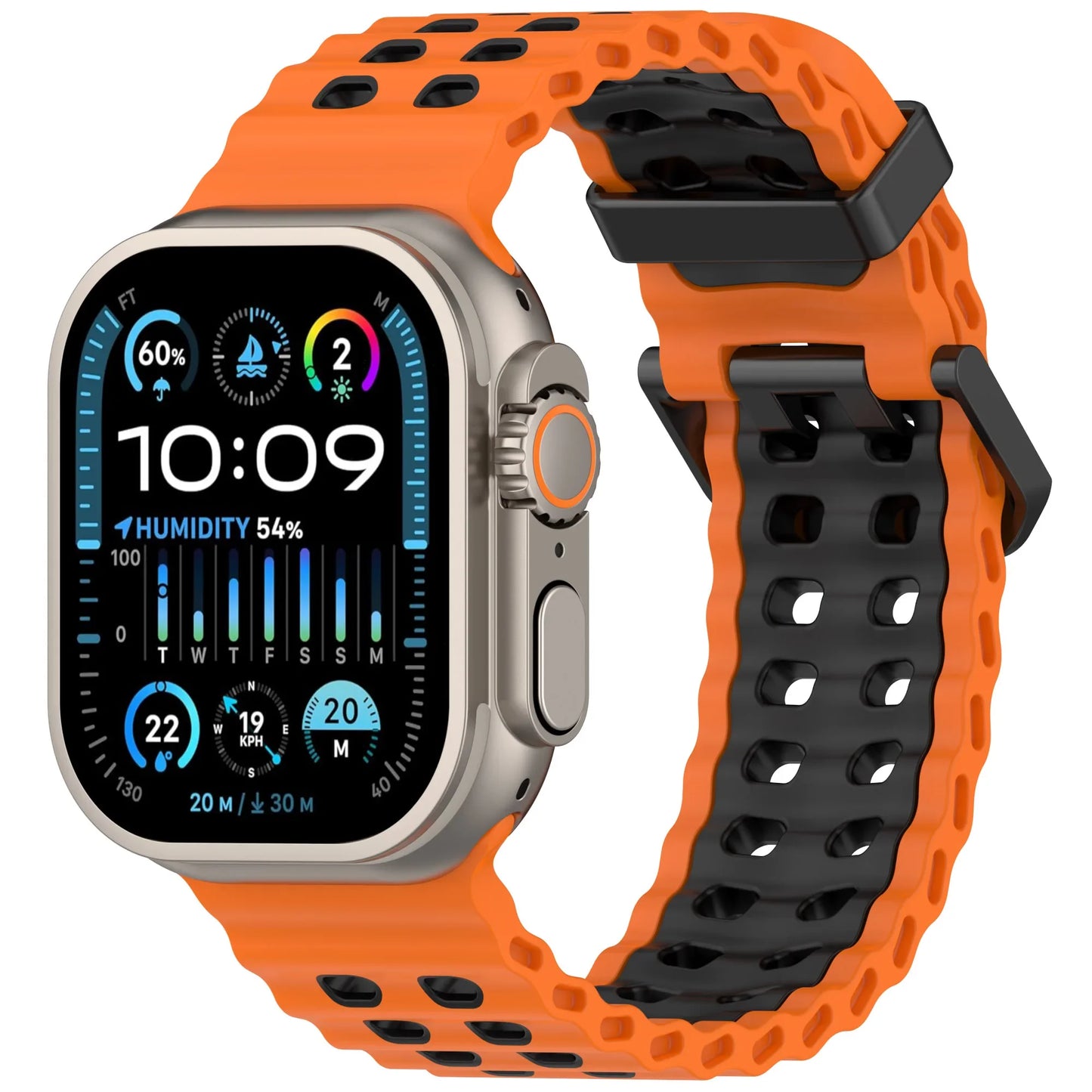 Zweifarbiges Silikonarmband 21cm Sportlich Leicht für Smartwatches