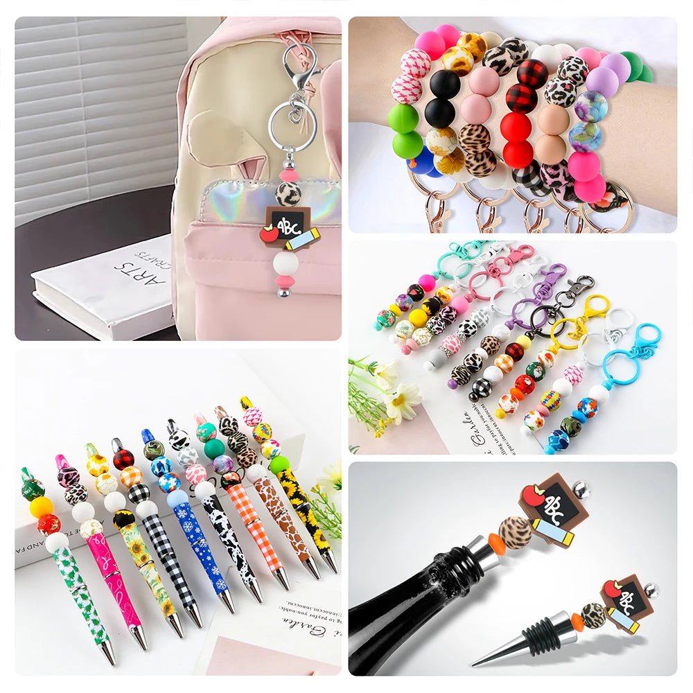 50x Runde Silikonperlen 9 12 15mm für DIY Schmuck & Babyartikel