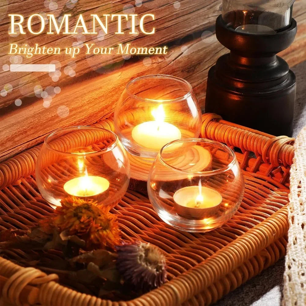 6 oder 12 Stück Glas-Teelichthalter winddichte Kerzenhalter-Yabubest - Home & More