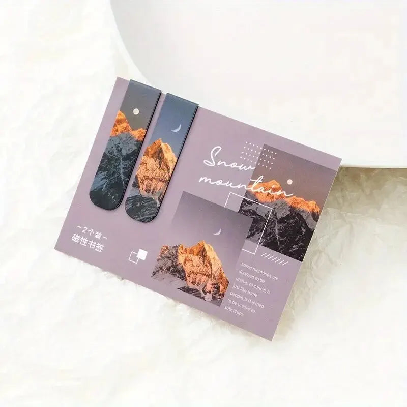 2er Set magnetische Lesezeichen Waldlandschaft für Bücher Leser
