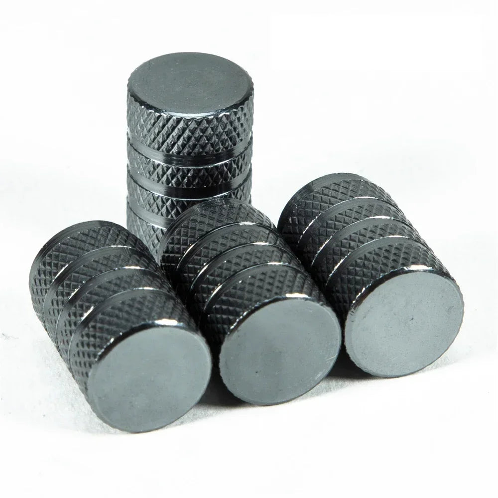 4er Set Aluminium Ventilkappen Rändelung Stil für Auto Reifen Ventile