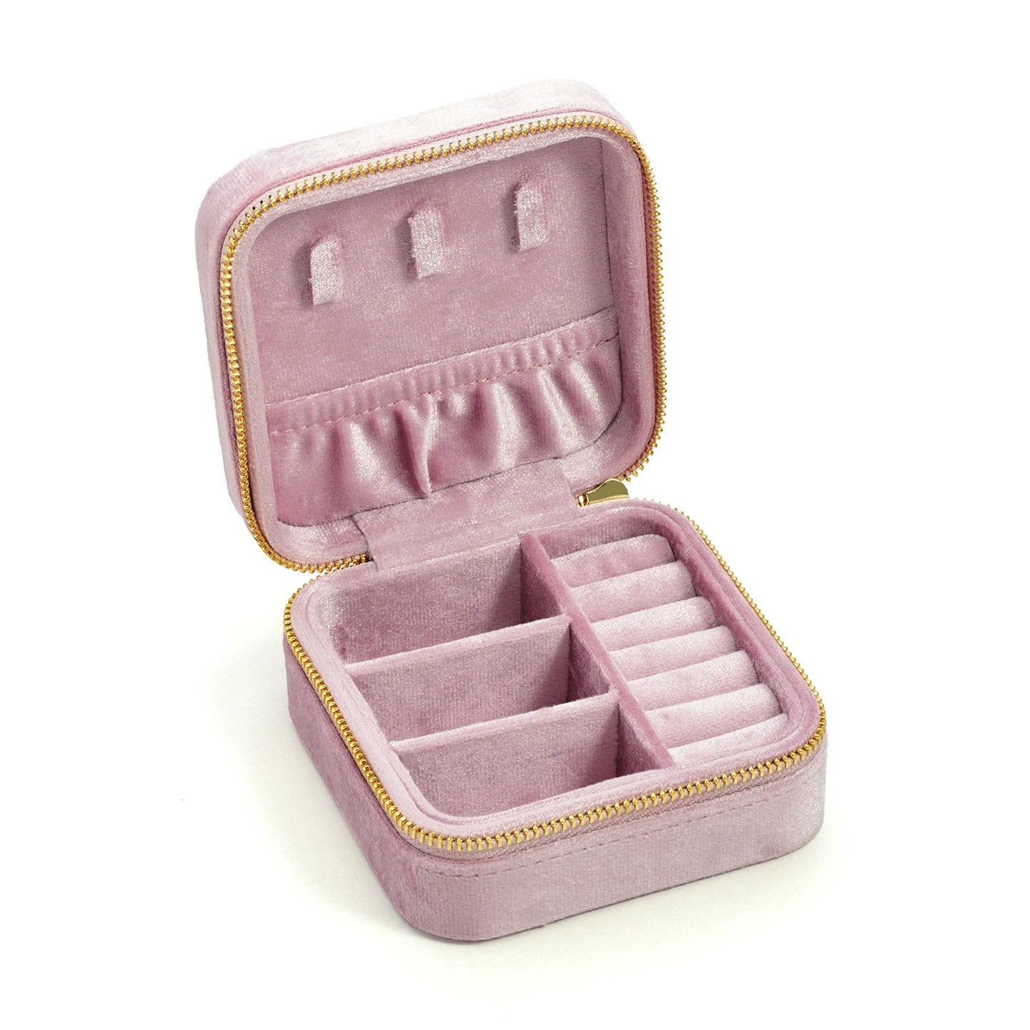 TAIMY Vintage Samt Reise-Schmuckbox Grün mit Spiegel Organizer