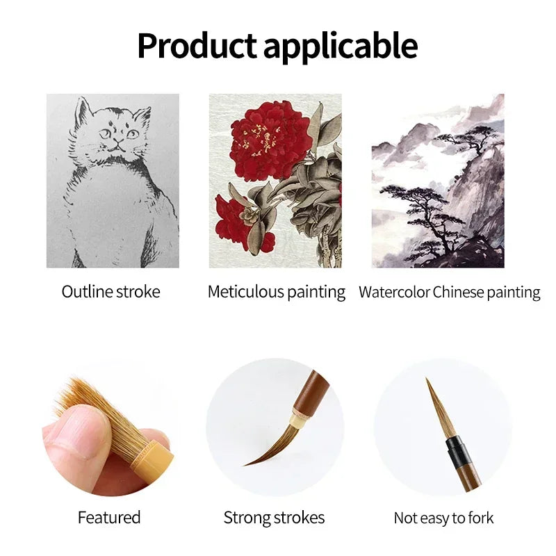 Chinesisches Kalligraphie Pinsel Set mit Bambushalter 6 bis 16 Stück