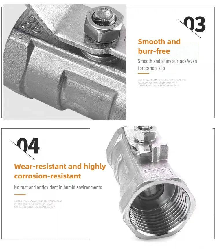 Robuste Edelstahlkugel für Ventile mit Vinylgriff und BSP-Gewinde